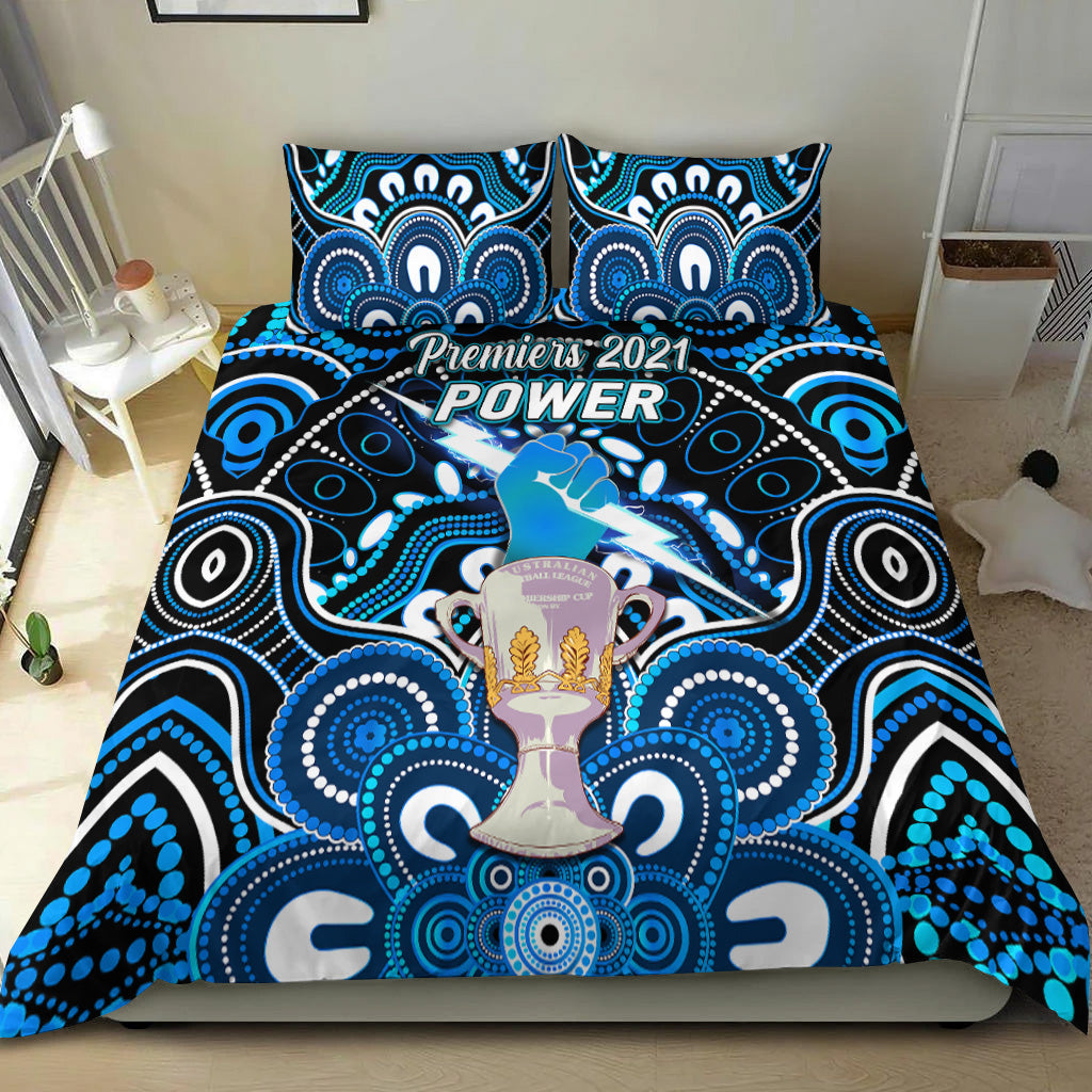 Port Adelaide Power Indigenous Bedding Set Football 2021 Premiers - Trophy - Vibe Hoodie Shop