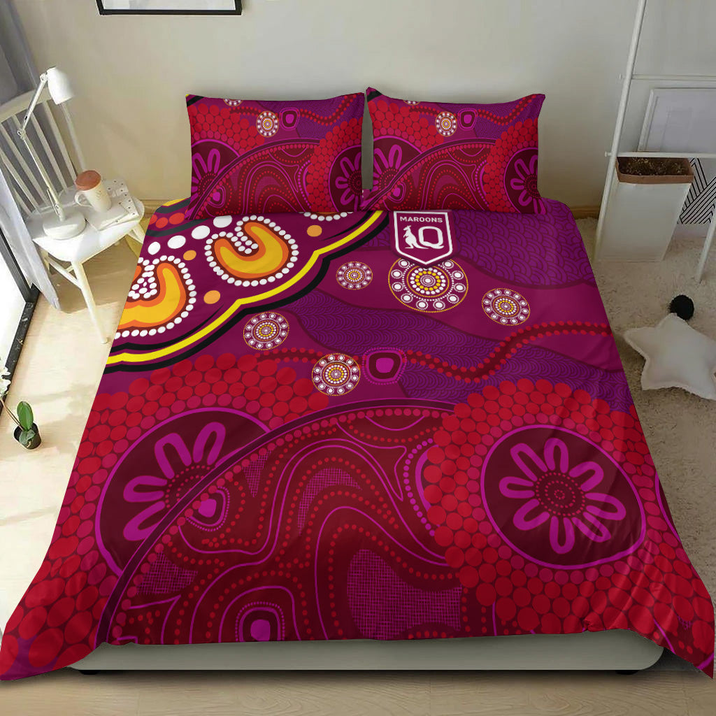 Queensland Maroons Aboriginal Bedding Set Indigenous Vibes - Vibe Hoodie Shop