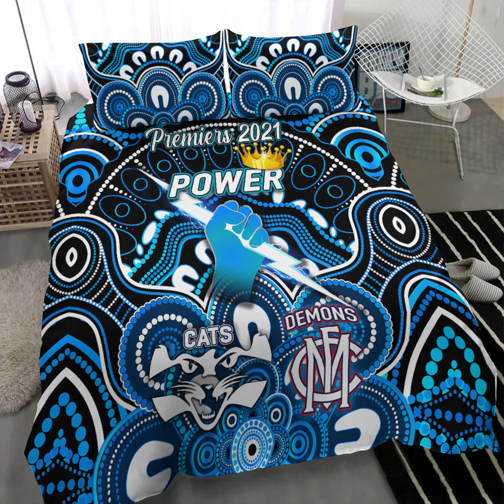 Port Adelaide Power Indigenous Bedding Set Football 2021 Premiers - The King - Vibe Hoodie Shop