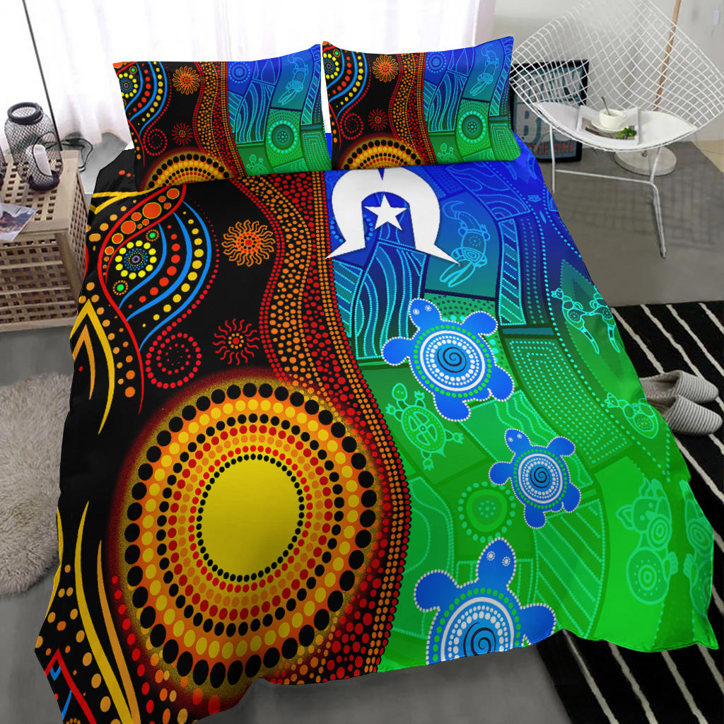 Australia Indigenous Aboriginal And Torres Strait Islands Bedding Set Flag Vibes - Vibe Hoodie Shop