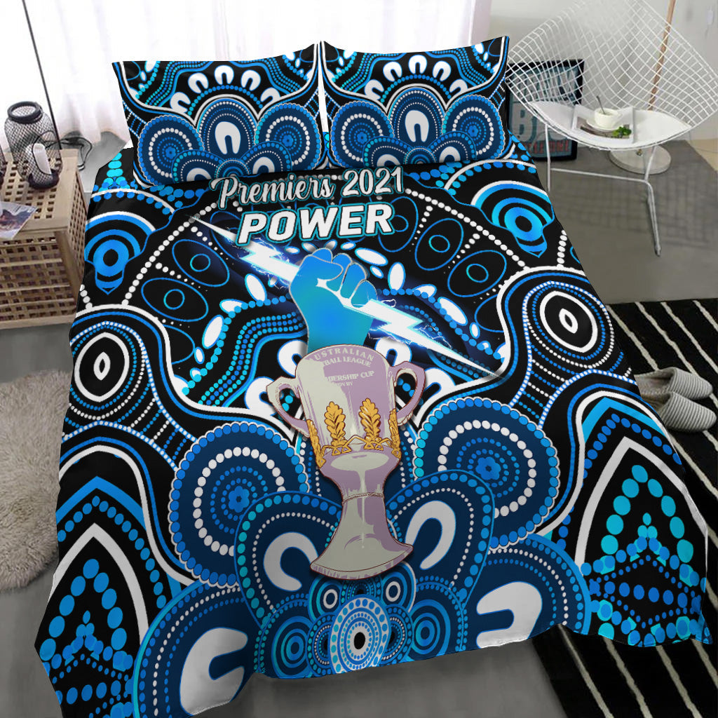 Port Adelaide Power Indigenous Bedding Set Football 2021 Premiers - Trophy - Vibe Hoodie Shop