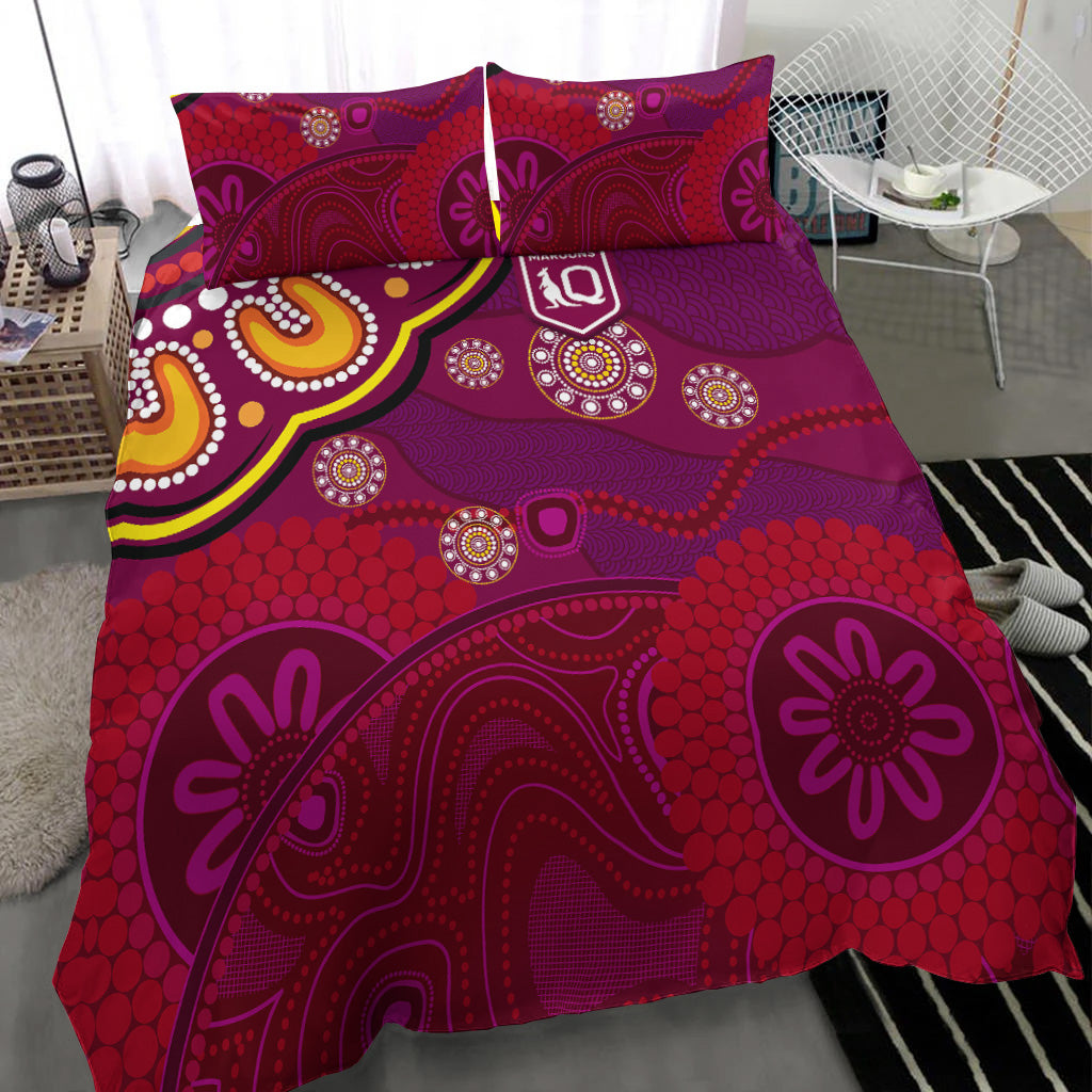 Queensland Maroons Aboriginal Bedding Set Indigenous Vibes - Vibe Hoodie Shop