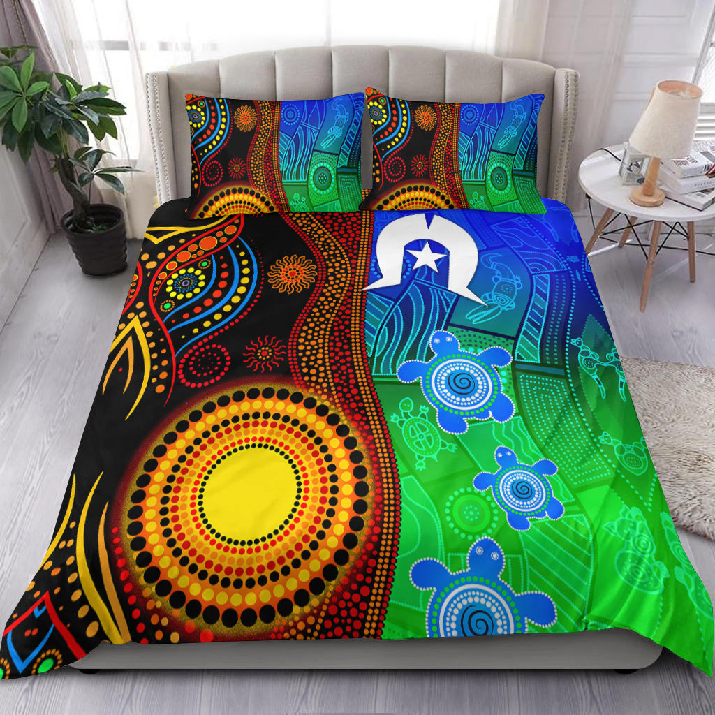 Australia Indigenous Aboriginal And Torres Strait Islands Bedding Set Flag Vibes - Vibe Hoodie Shop