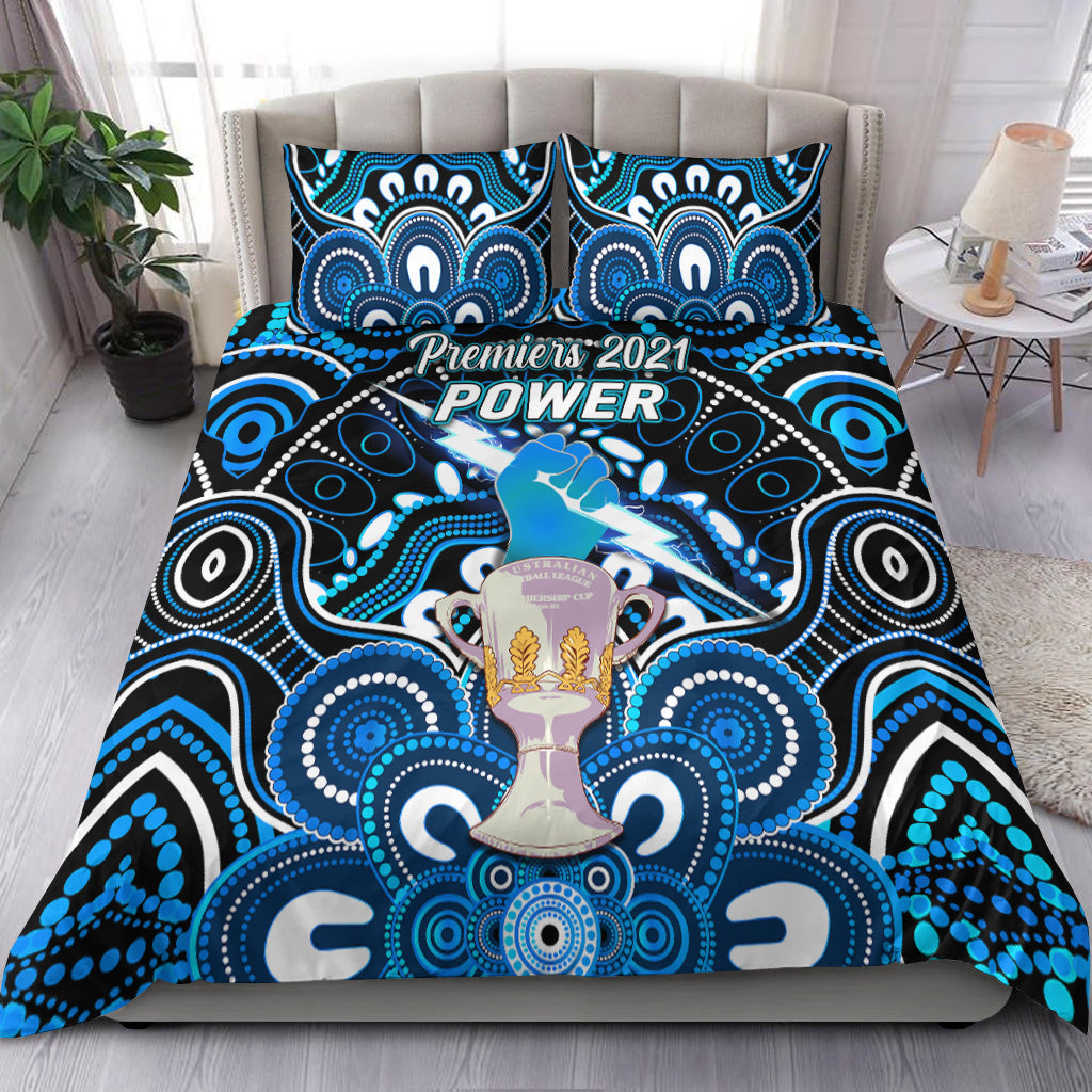 Port Adelaide Power Indigenous Bedding Set Football 2021 Premiers - Trophy - Vibe Hoodie Shop