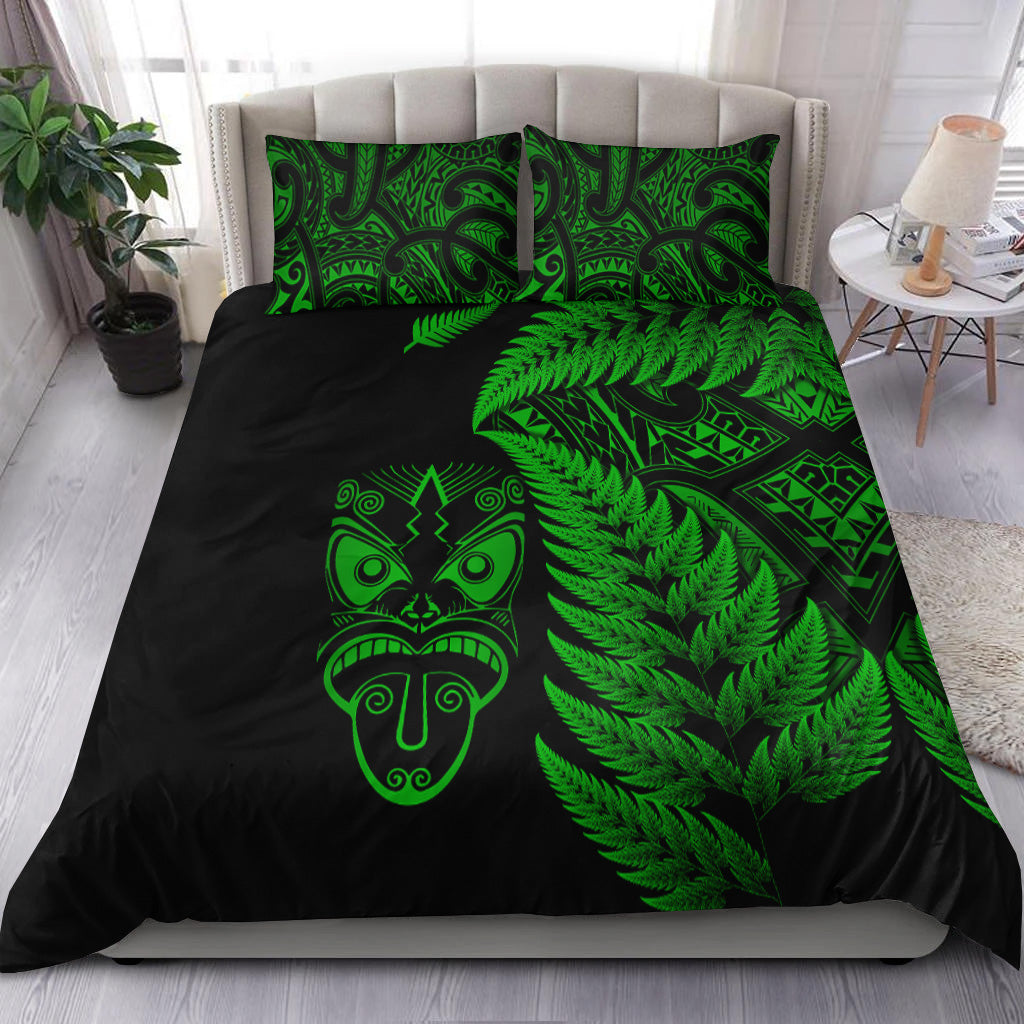 New Zealand Haka Rugby Maori Bedding Set Silver Fern Vibes - Green - Vibe Hoodie Shop