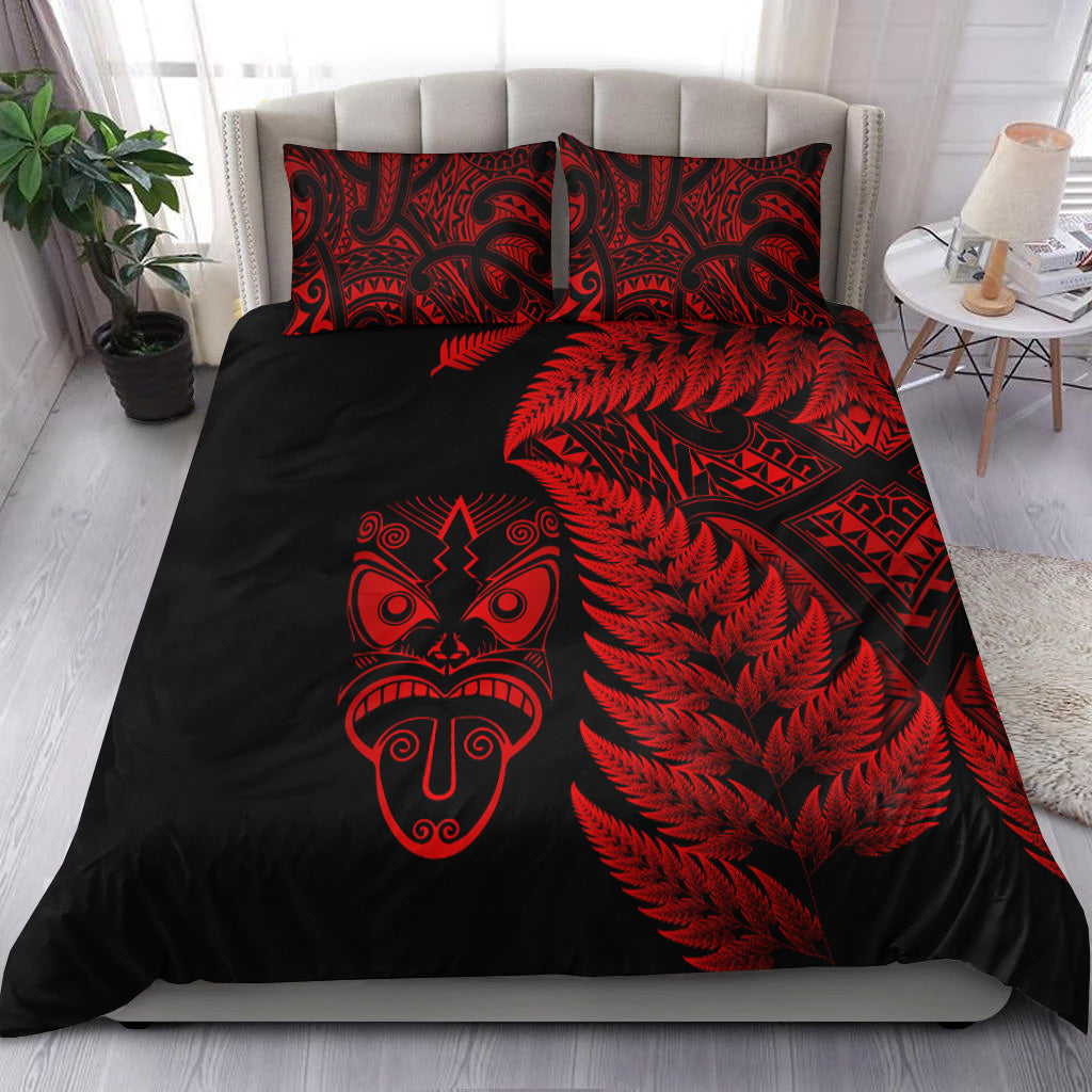 New Zealand Haka Rugby Maori Bedding Set Silver Fern Vibes - Red - Vibe Hoodie Shop