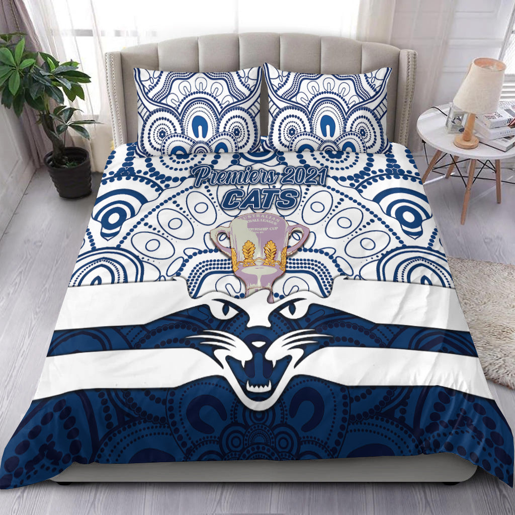 Geelong Cats Indigenous Bedding Set Football 2021 Premiers - Trophy - Vibe Hoodie Shop