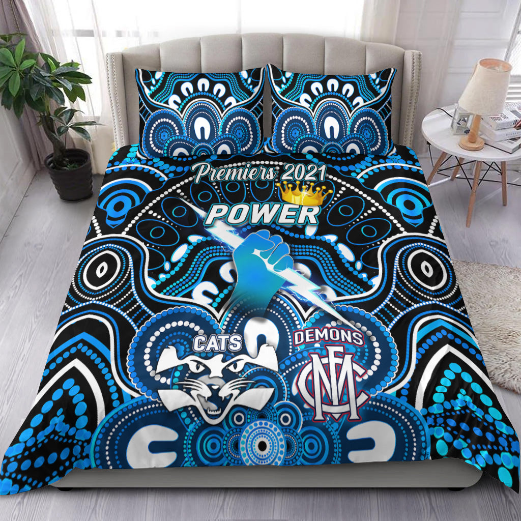 Port Adelaide Power Indigenous Bedding Set Football 2021 Premiers - The King - Vibe Hoodie Shop