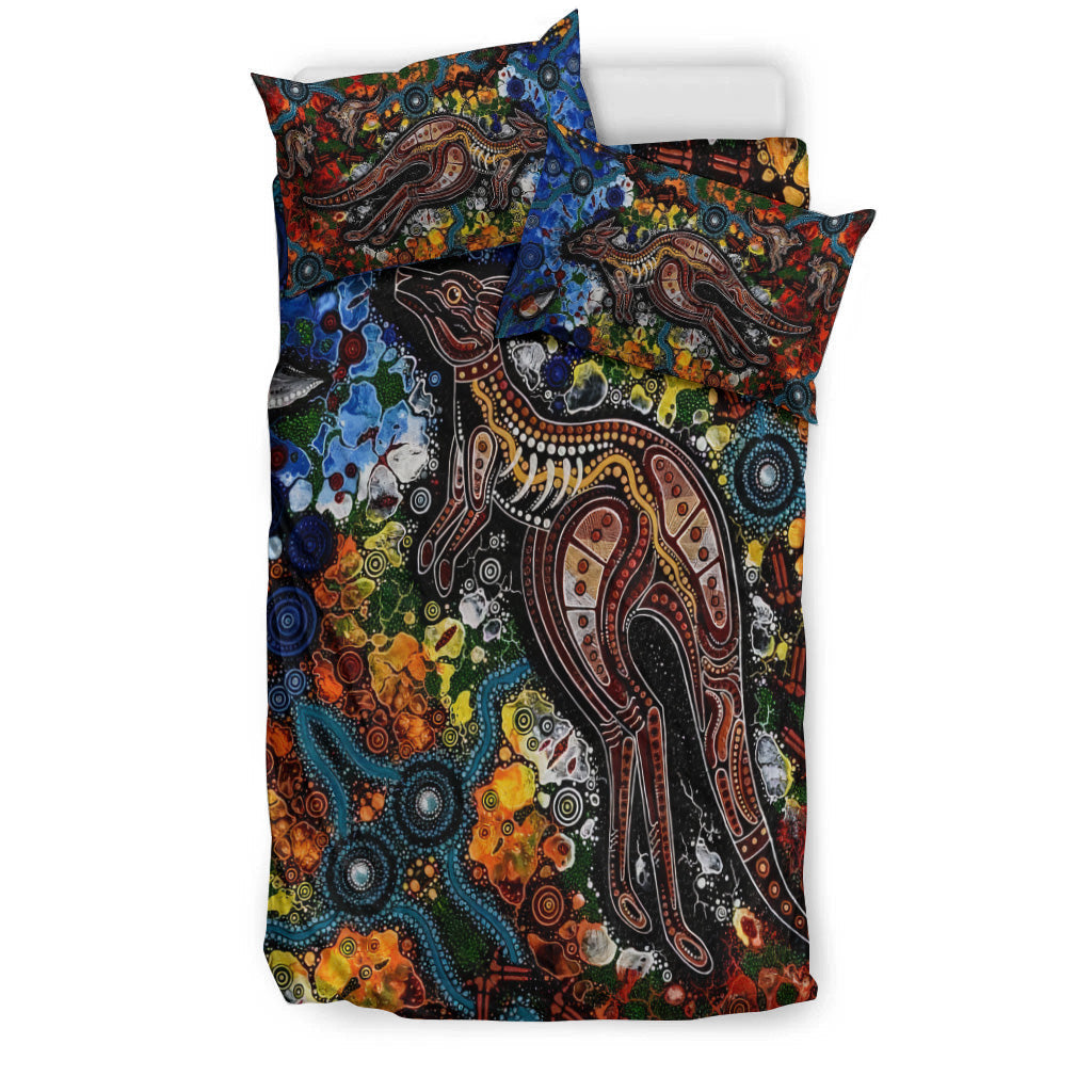 Kangaroos Indigenous Bedding Set Australia - Vibe Hoodie Shop