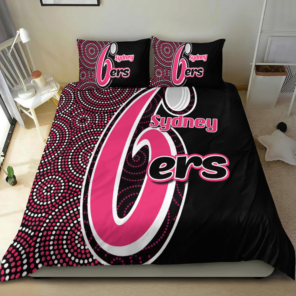 Sydney Sixers Bedding Set Cricket Aboriginal Dot Patterns - Vibe Hoodie Shop