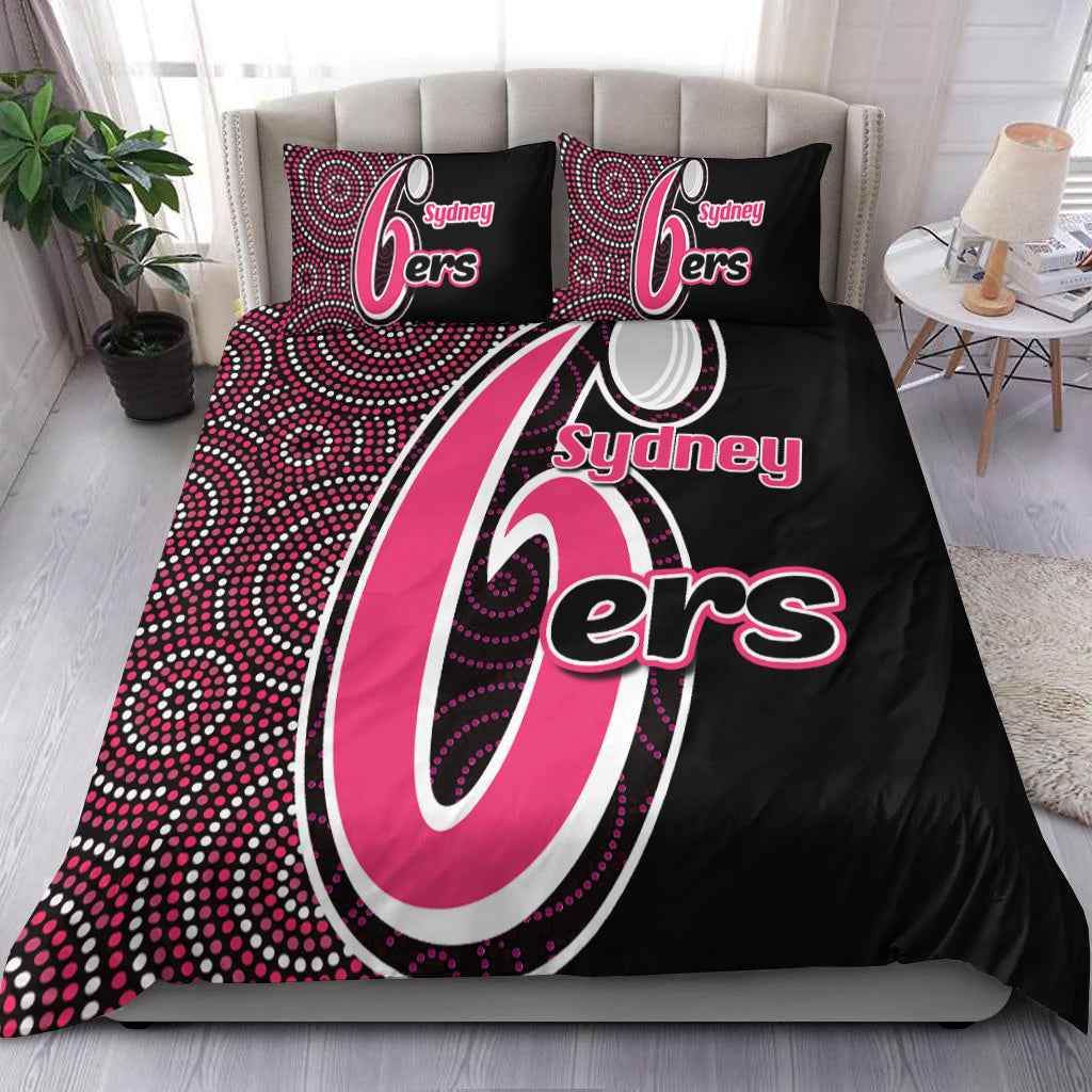 Sydney Sixers Bedding Set Cricket Aboriginal Dot Patterns - Vibe Hoodie Shop