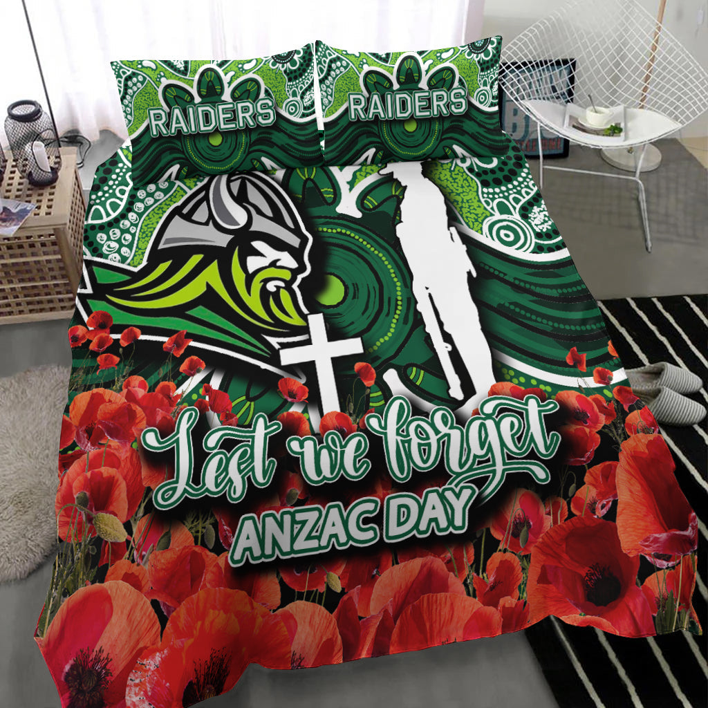Raiders Bedding Set ANZAC Day Poppy Flowers With Aboriginal - Vibe Hoodie Shop
