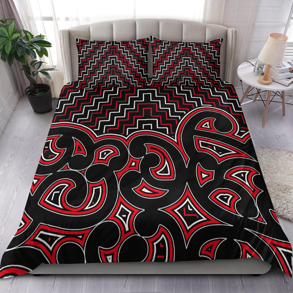 New Zealand Bedding Set Maori Graphic Tee patterns Red - Vibe Hoodie Shop