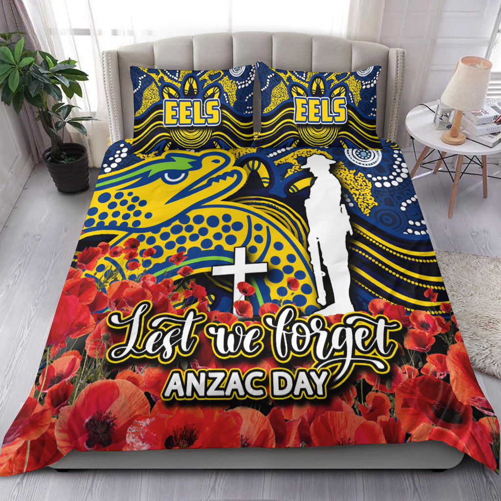 Eels Bedding Set ANZAC Day Poppy Flowers With Aboriginal - Vibe Hoodie Shop