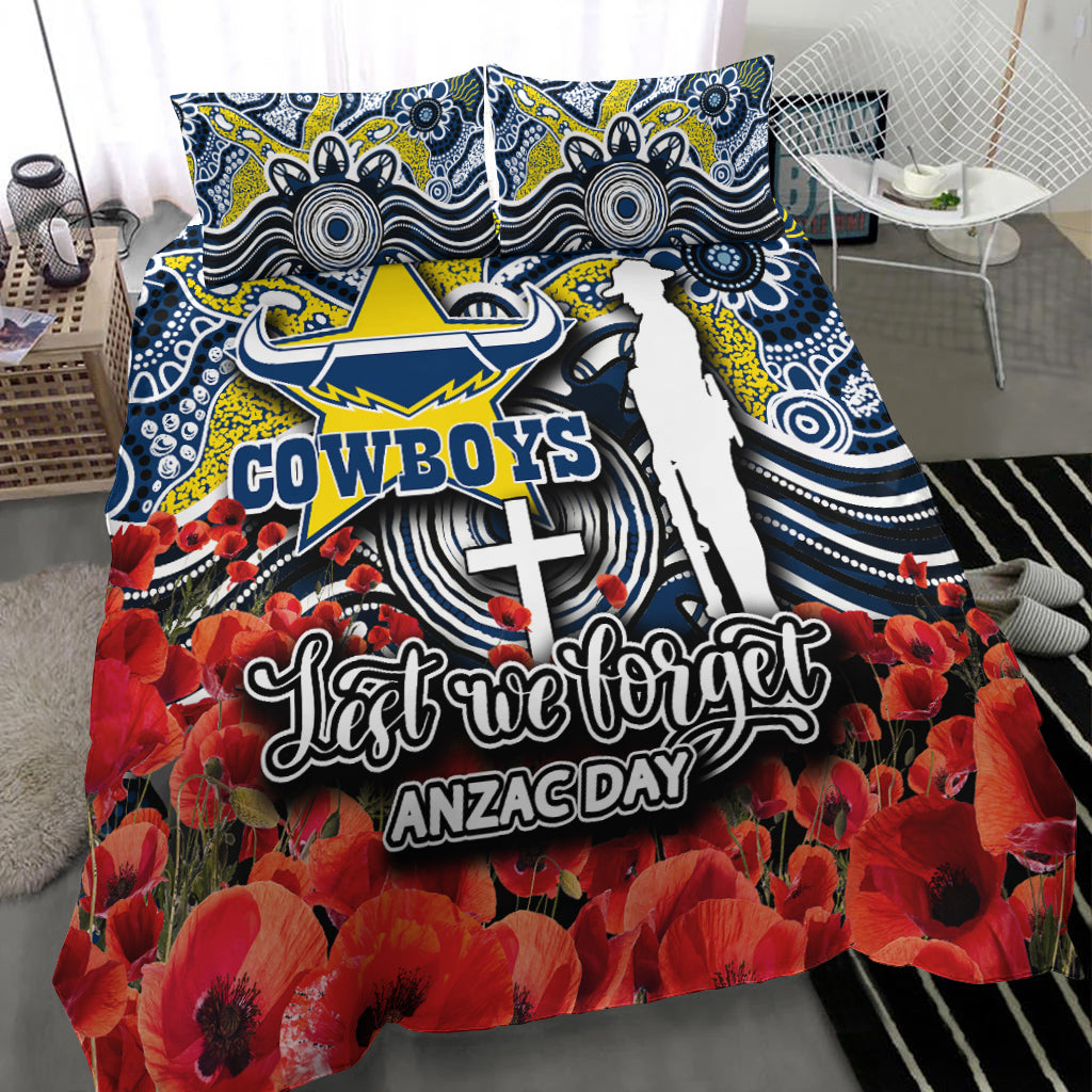 Cowboys Bedding Set ANZAC Day Poppy Flowers With Aboriginal - Vibe Hoodie Shop