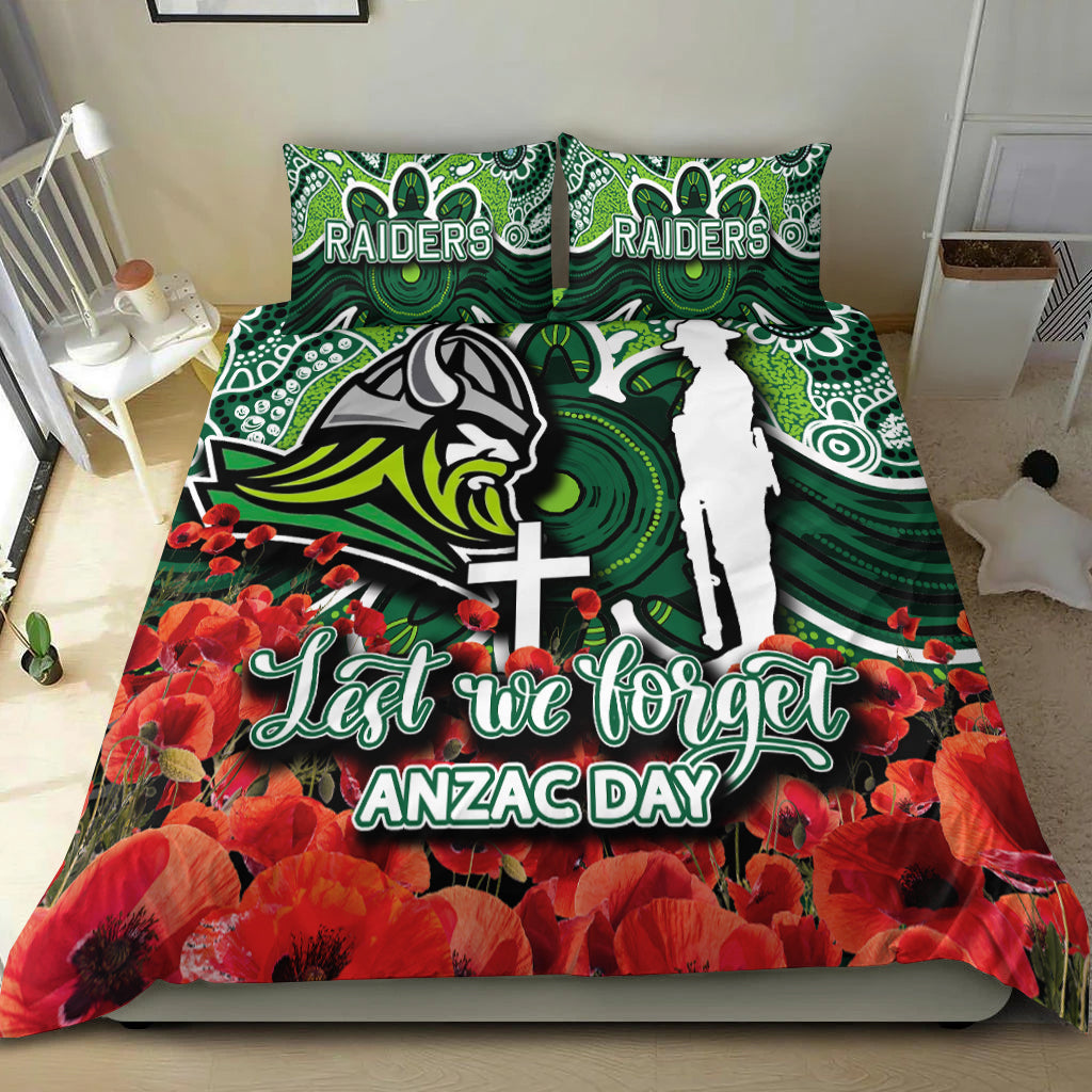 Raiders Bedding Set ANZAC Day Poppy Flowers With Aboriginal - Vibe Hoodie Shop