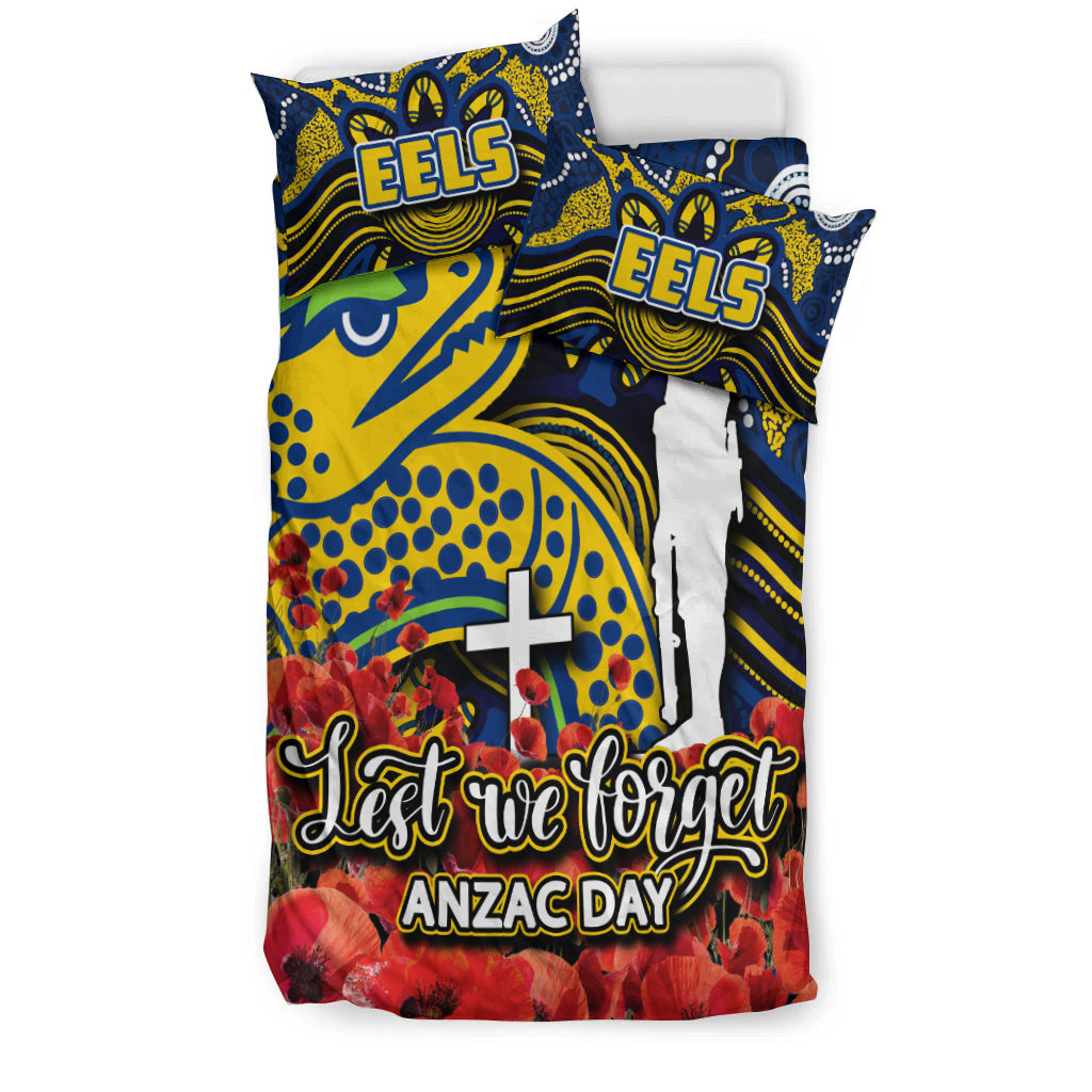 Eels Bedding Set ANZAC Day Poppy Flowers With Aboriginal - Vibe Hoodie Shop