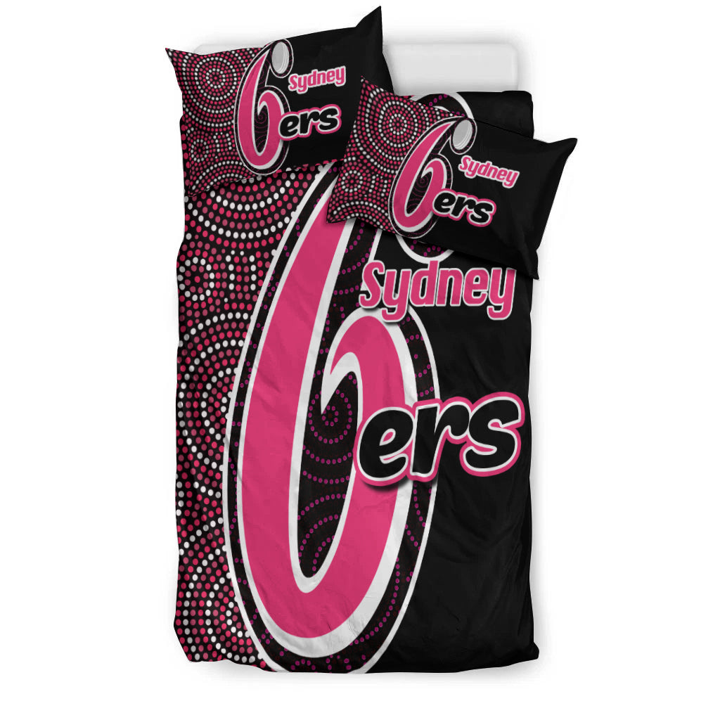 Sydney Sixers Bedding Set Cricket Aboriginal Dot Patterns - Vibe Hoodie Shop