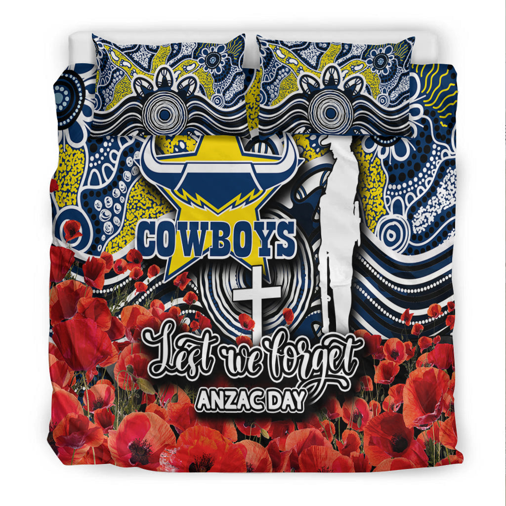 Cowboys Bedding Set ANZAC Day Poppy Flowers With Aboriginal - Vibe Hoodie Shop