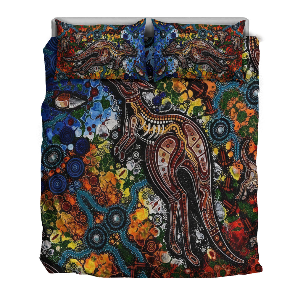 Kangaroos Indigenous Bedding Set Australia - Vibe Hoodie Shop
