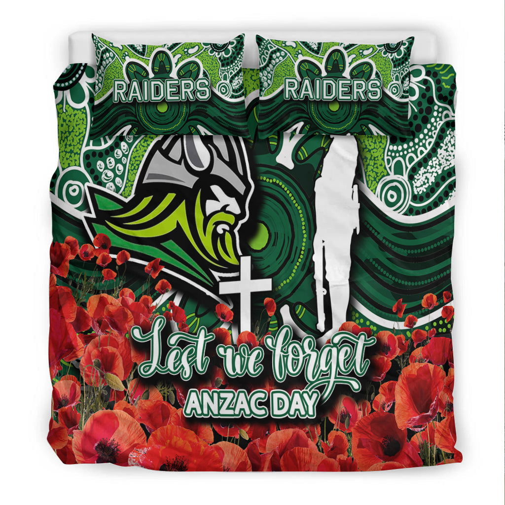 Raiders Bedding Set ANZAC Day Poppy Flowers With Aboriginal - Vibe Hoodie Shop
