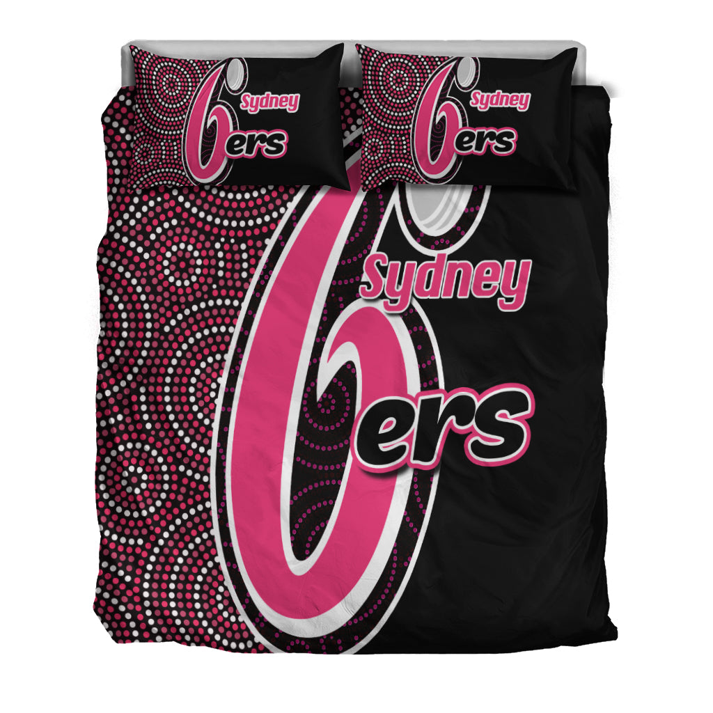 Sydney Sixers Bedding Set Cricket Aboriginal Dot Patterns - Vibe Hoodie Shop