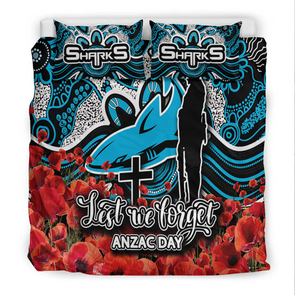 Sharks Bedding Set ANZAC Day Poppy Flowers With Aboriginal - Vibe Hoodie Shop