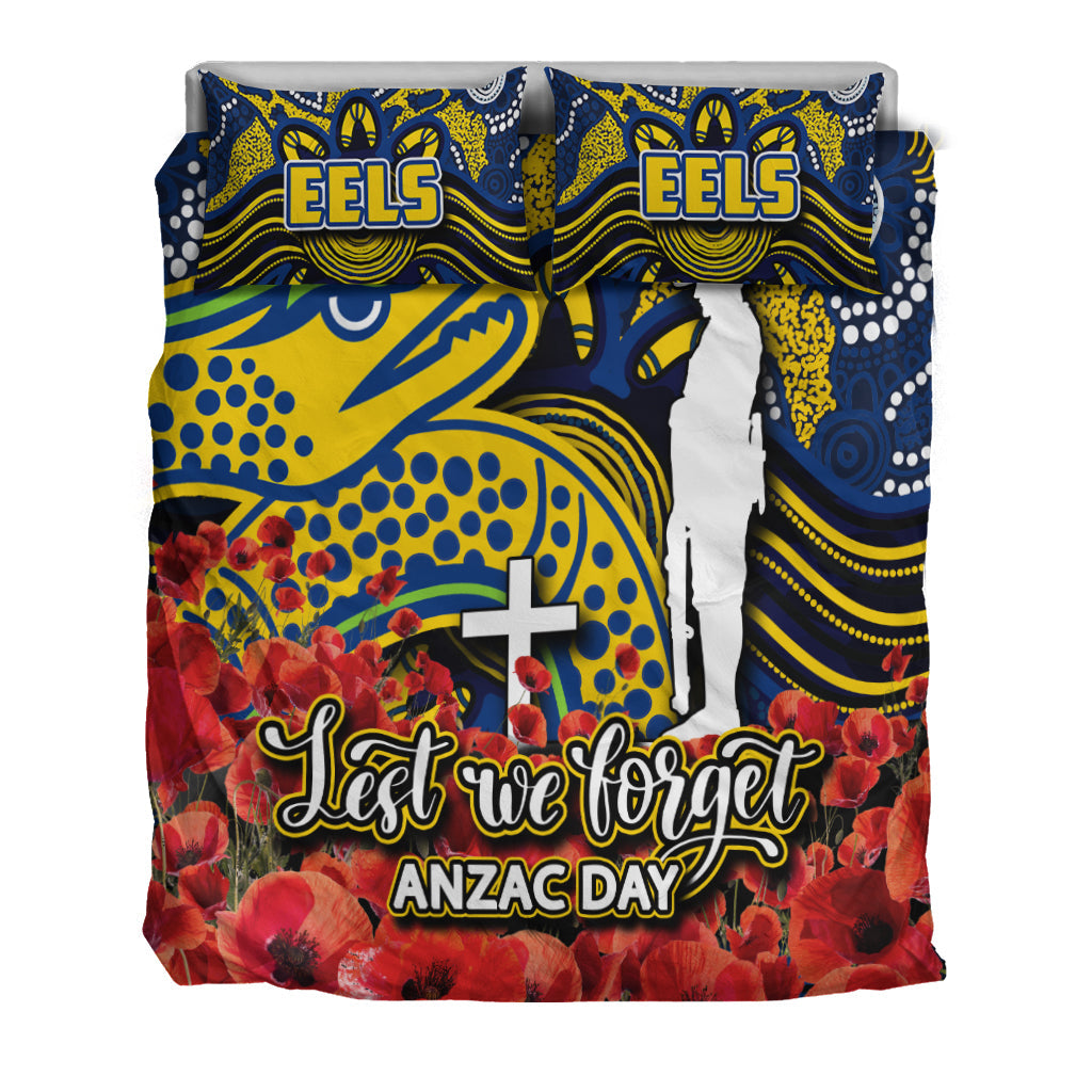 Eels Bedding Set ANZAC Day Poppy Flowers With Aboriginal - Vibe Hoodie Shop