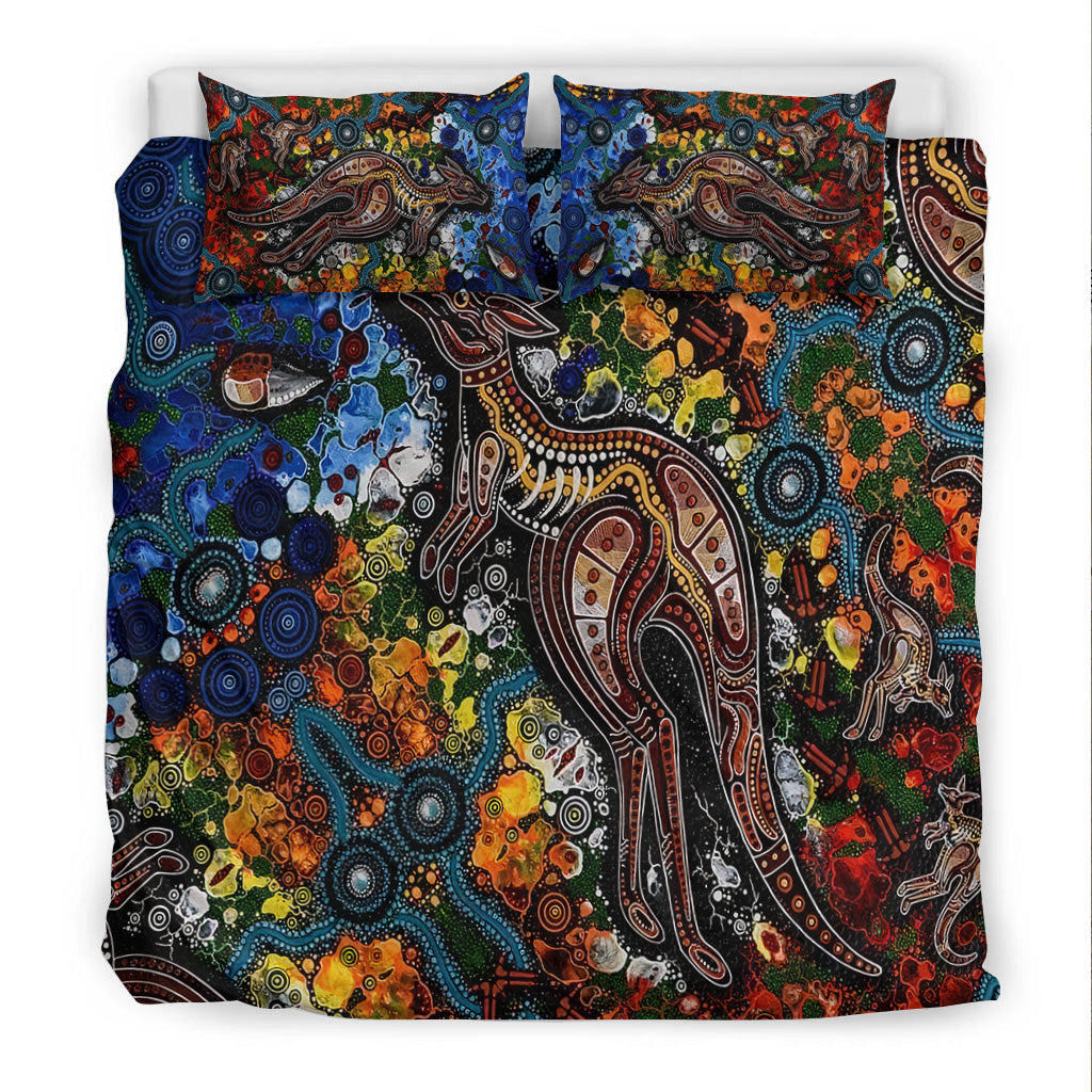 Kangaroos Indigenous Bedding Set Australia - Vibe Hoodie Shop