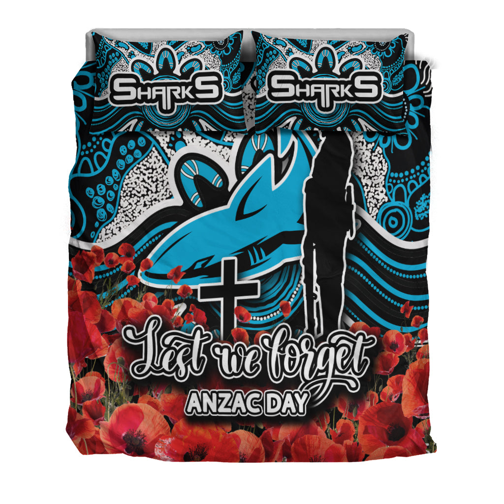 Sharks Bedding Set ANZAC Day Poppy Flowers With Aboriginal - Vibe Hoodie Shop