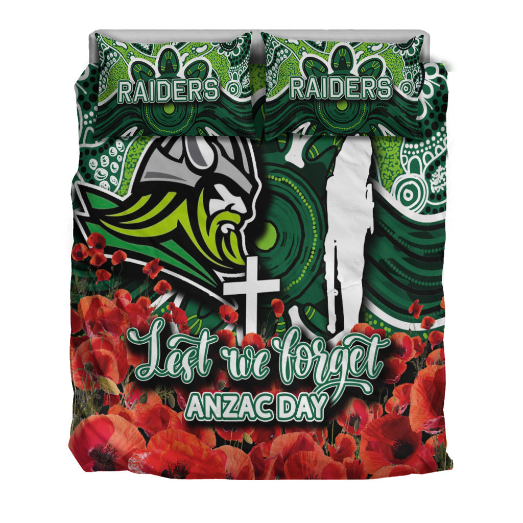Raiders Bedding Set ANZAC Day Poppy Flowers With Aboriginal - Vibe Hoodie Shop