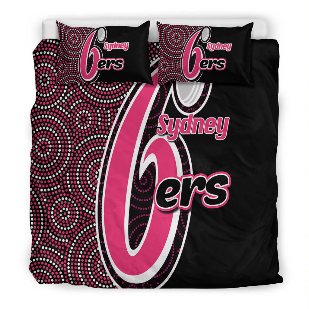 Sydney Sixers Bedding Set Cricket Aboriginal Dot Patterns - Vibe Hoodie Shop