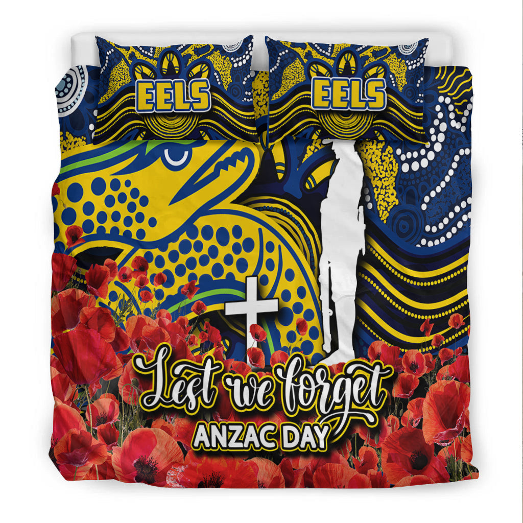 Eels Bedding Set ANZAC Day Poppy Flowers With Aboriginal - Vibe Hoodie Shop