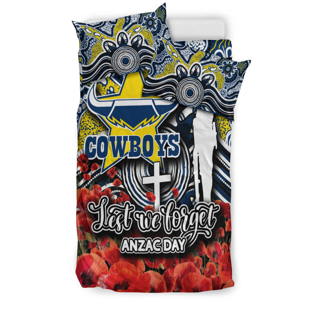 Cowboys Bedding Set ANZAC Day Poppy Flowers With Aboriginal - Vibe Hoodie Shop