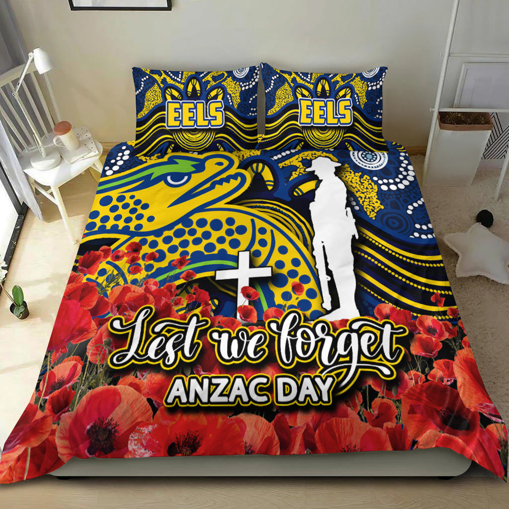 Eels Bedding Set ANZAC Day Poppy Flowers With Aboriginal - Vibe Hoodie Shop