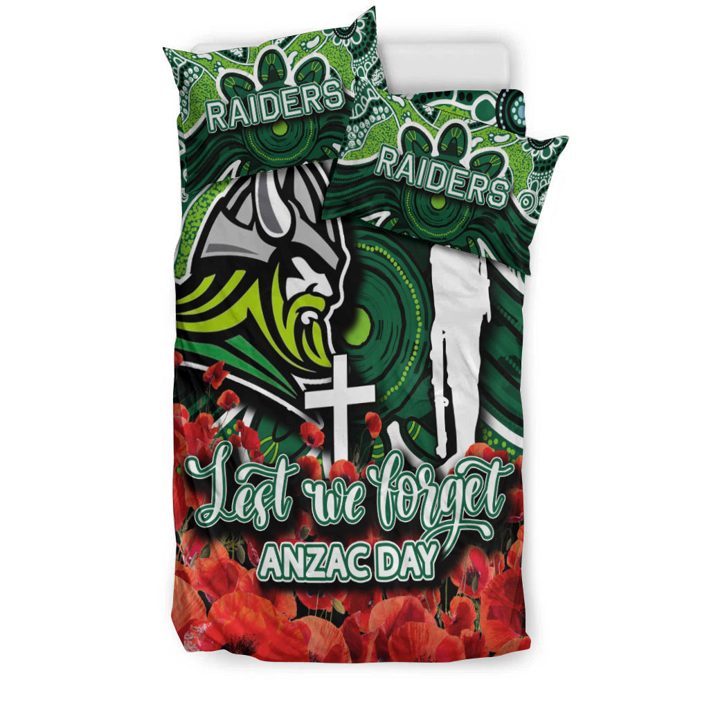 Raiders Bedding Set ANZAC Day Poppy Flowers With Aboriginal - Vibe Hoodie Shop