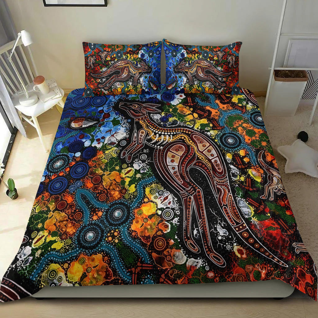 Kangaroos Indigenous Bedding Set Australia - Vibe Hoodie Shop