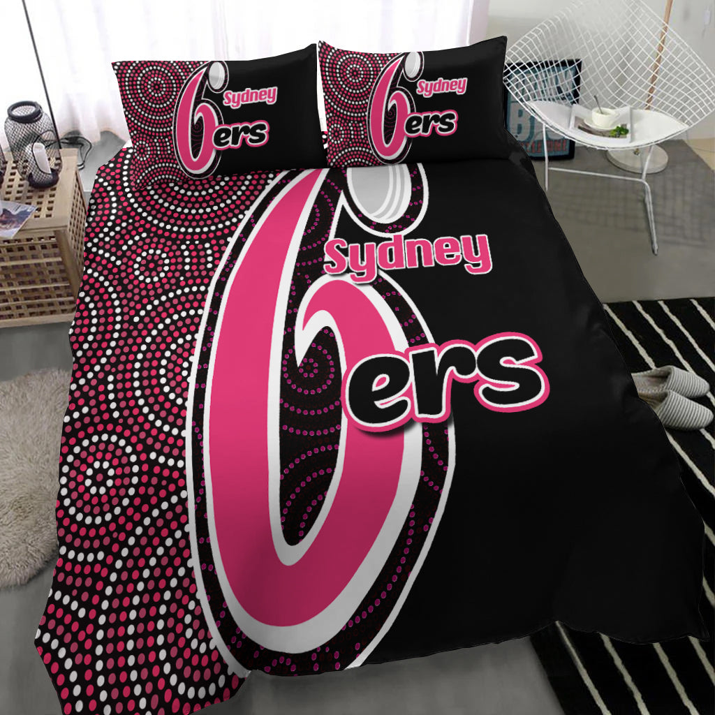 Sydney Sixers Bedding Set Cricket Aboriginal Dot Patterns - Vibe Hoodie Shop