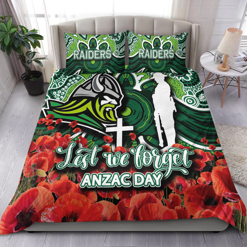 Raiders Bedding Set ANZAC Day Poppy Flowers With Aboriginal - Vibe Hoodie Shop