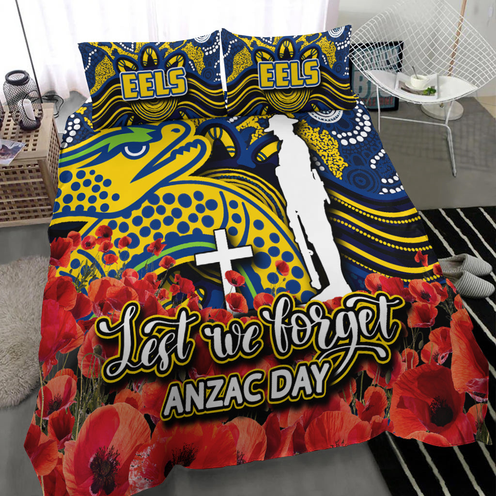 Eels Bedding Set ANZAC Day Poppy Flowers With Aboriginal - Vibe Hoodie Shop