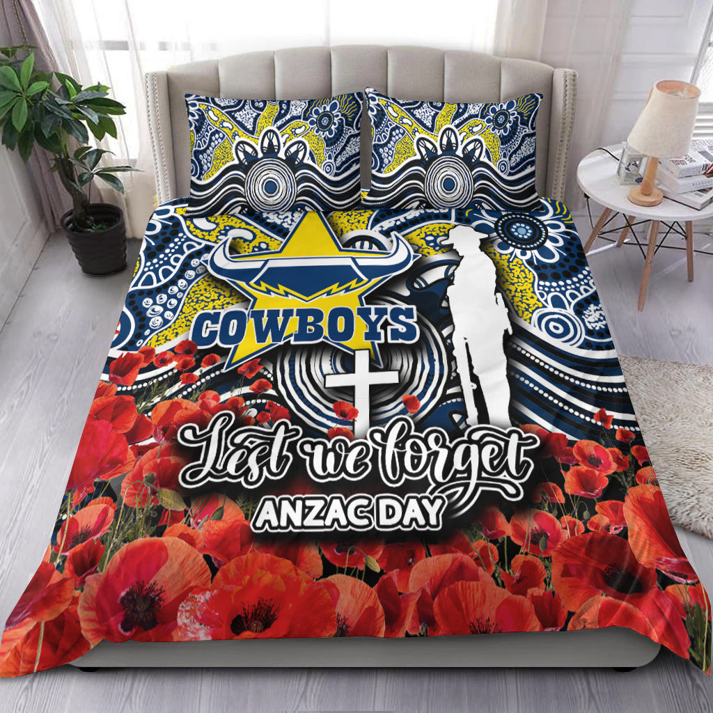 Cowboys Bedding Set ANZAC Day Poppy Flowers With Aboriginal - Vibe Hoodie Shop