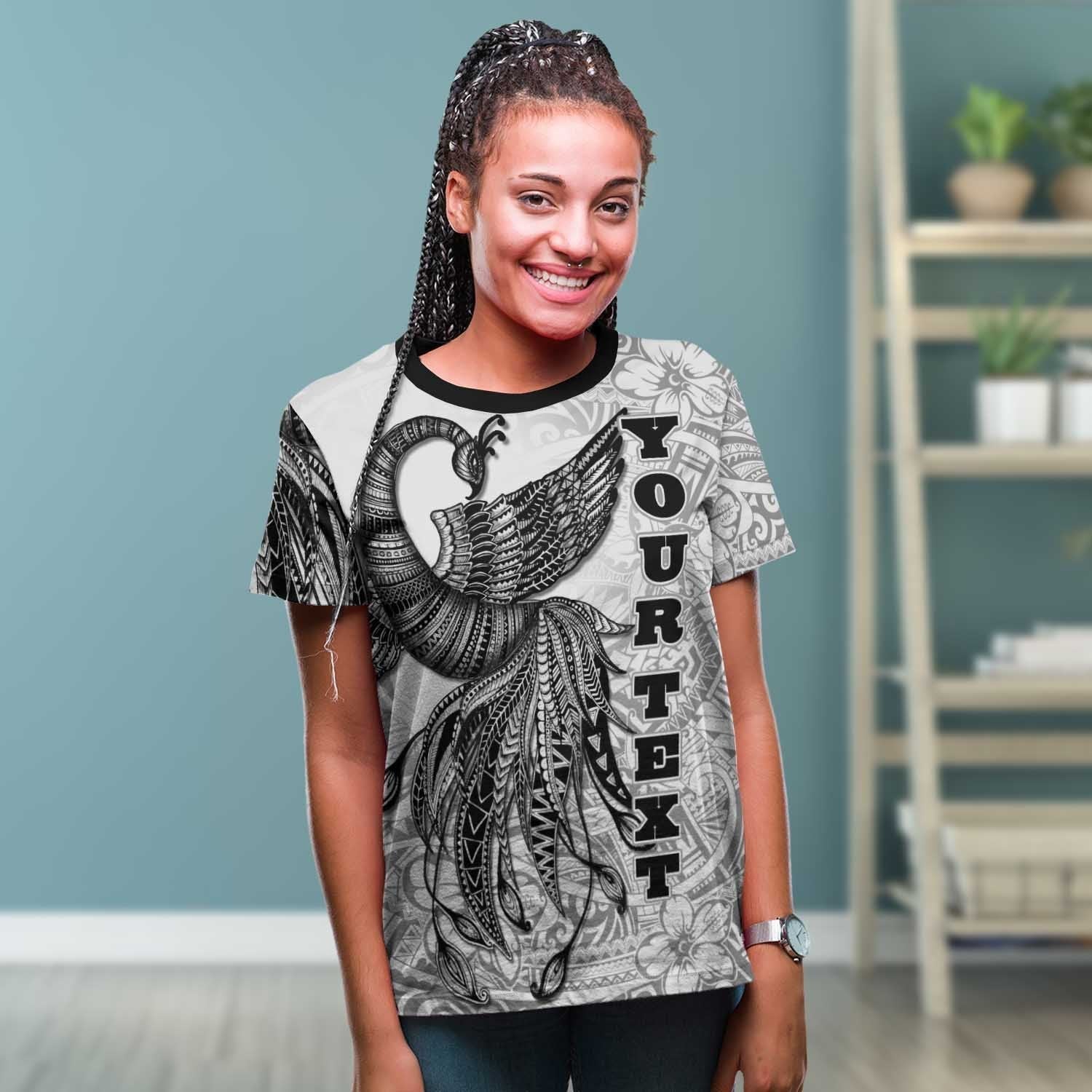 Northern Mariana Islands Custom Personalised T shirt - Polynesian Phoenix Bird, Fairytales Bird Black - Vibe Hoodie Shop