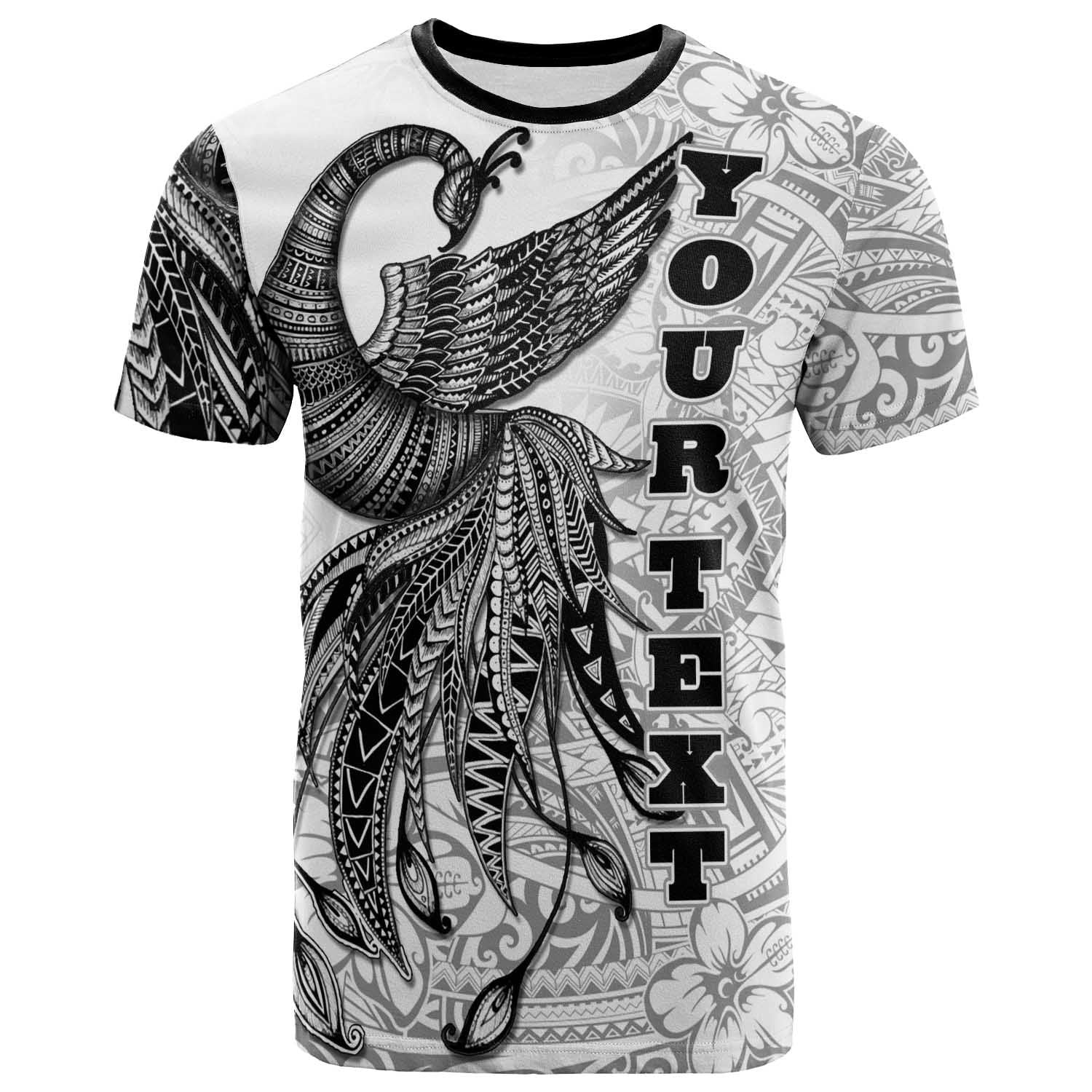 Tonga Custom Personalised T shirt - Polynesian Phoenix Bird, Fairytales Bird Black - Vibe Hoodie Shop