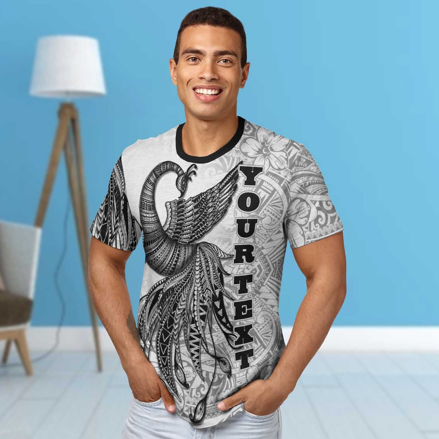 Tonga Custom Personalised T shirt - Polynesian Phoenix Bird, Fairytales Bird Black - Vibe Hoodie Shop