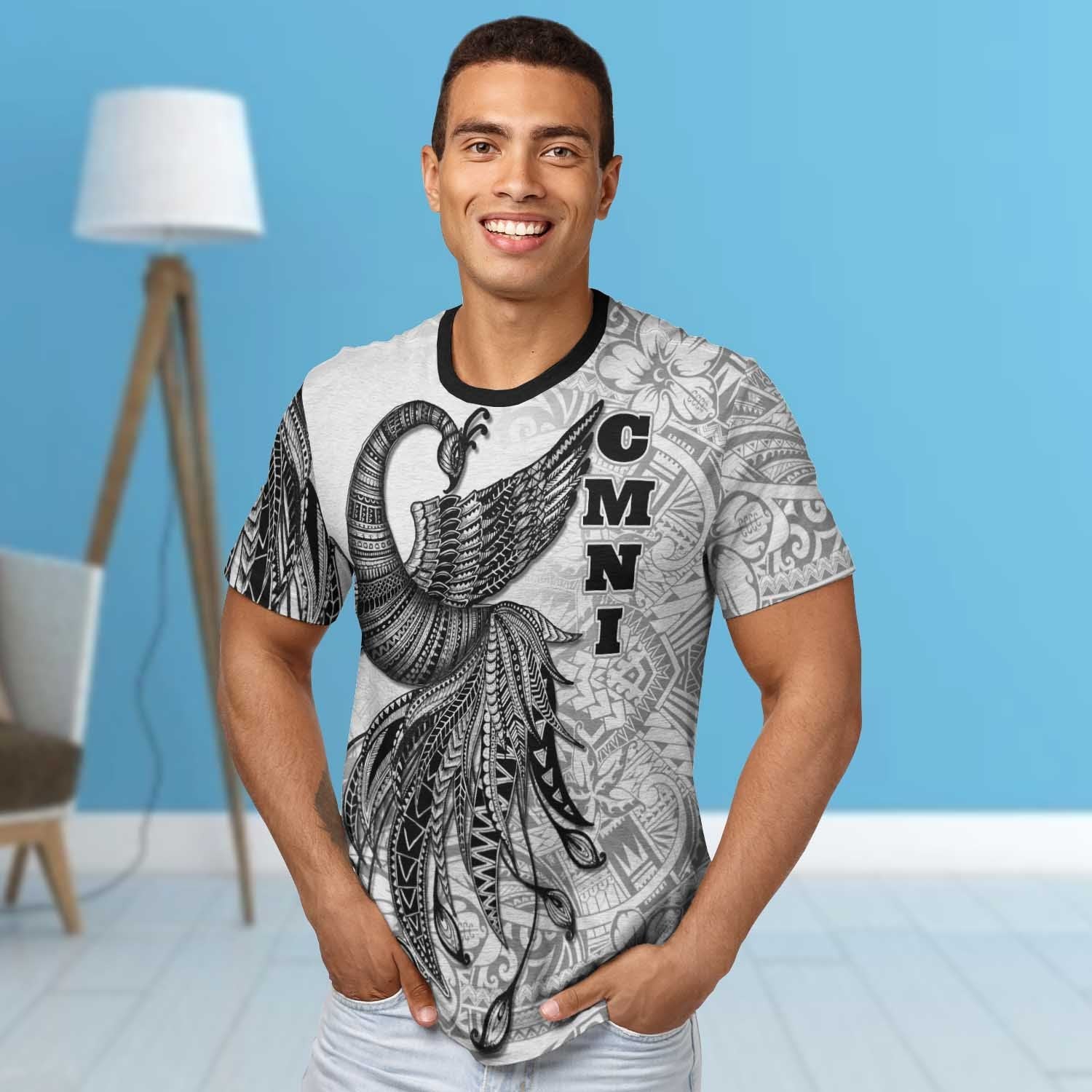 Northern Mariana Islands T shirt - Polynesian Phoenix Bird, Fairytales Bird Black - Vibe Hoodie Shop