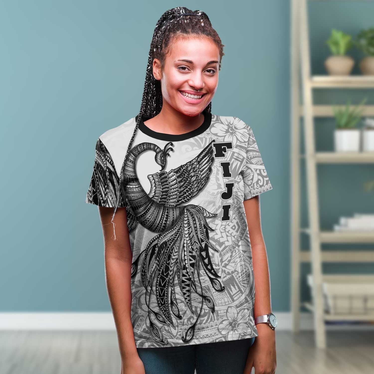 Fiji T shirt - Polynesian Phoenix Bird, Fairytales Bird Black - Vibe Hoodie Shop
