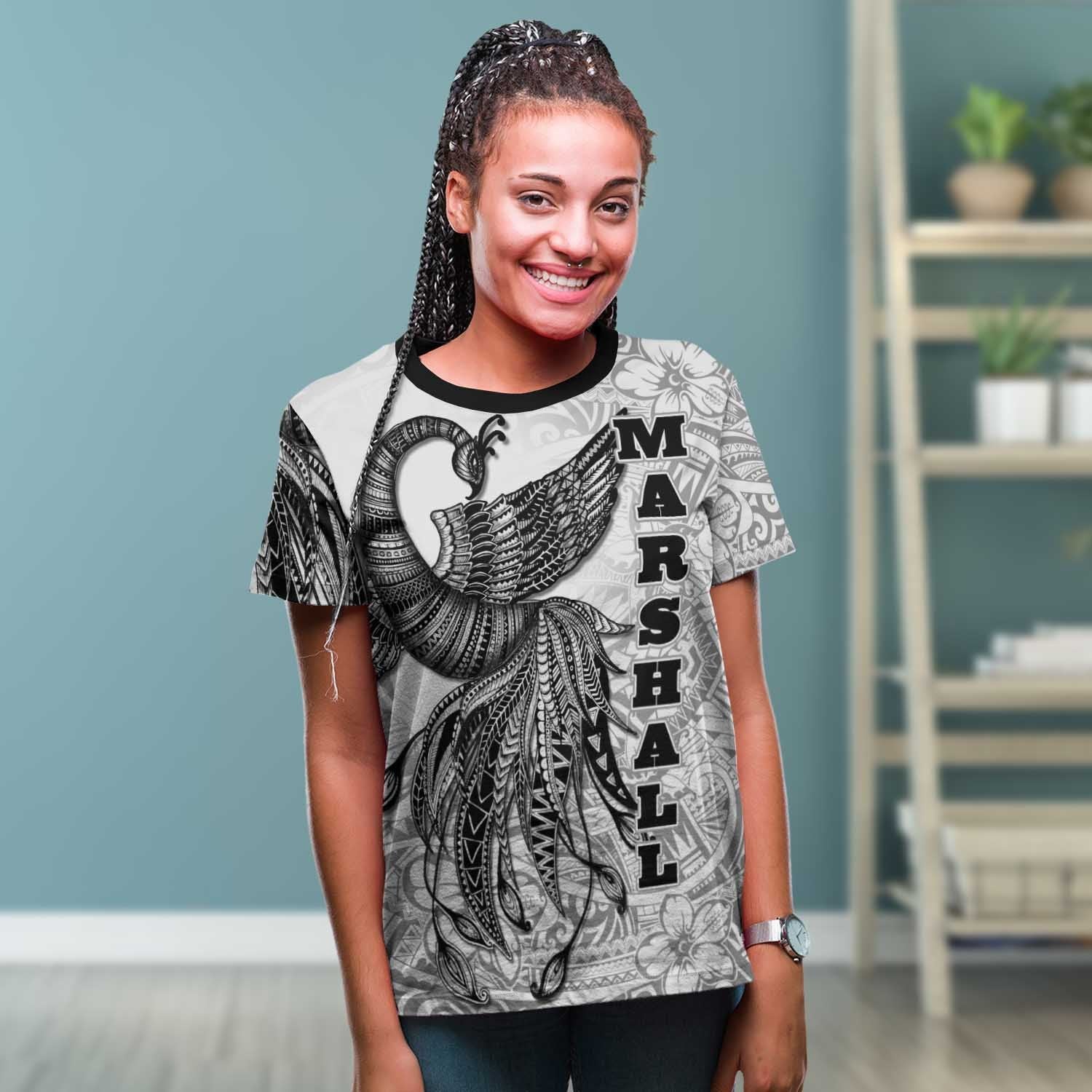 Marshall Islands T shirt - Polynesian Phoenix Bird, Fairytales Bird Black - Vibe Hoodie Shop