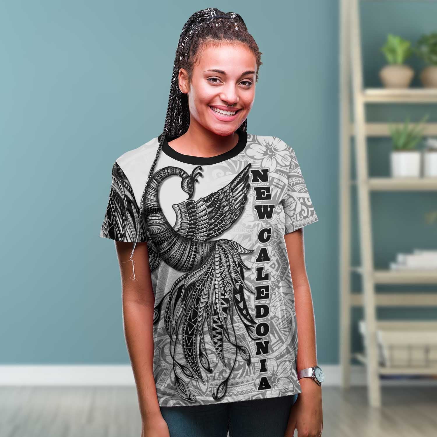 New Caledonia T shirt - Polynesian Phoenix Bird, Fairytales Bird Black - Vibe Hoodie Shop