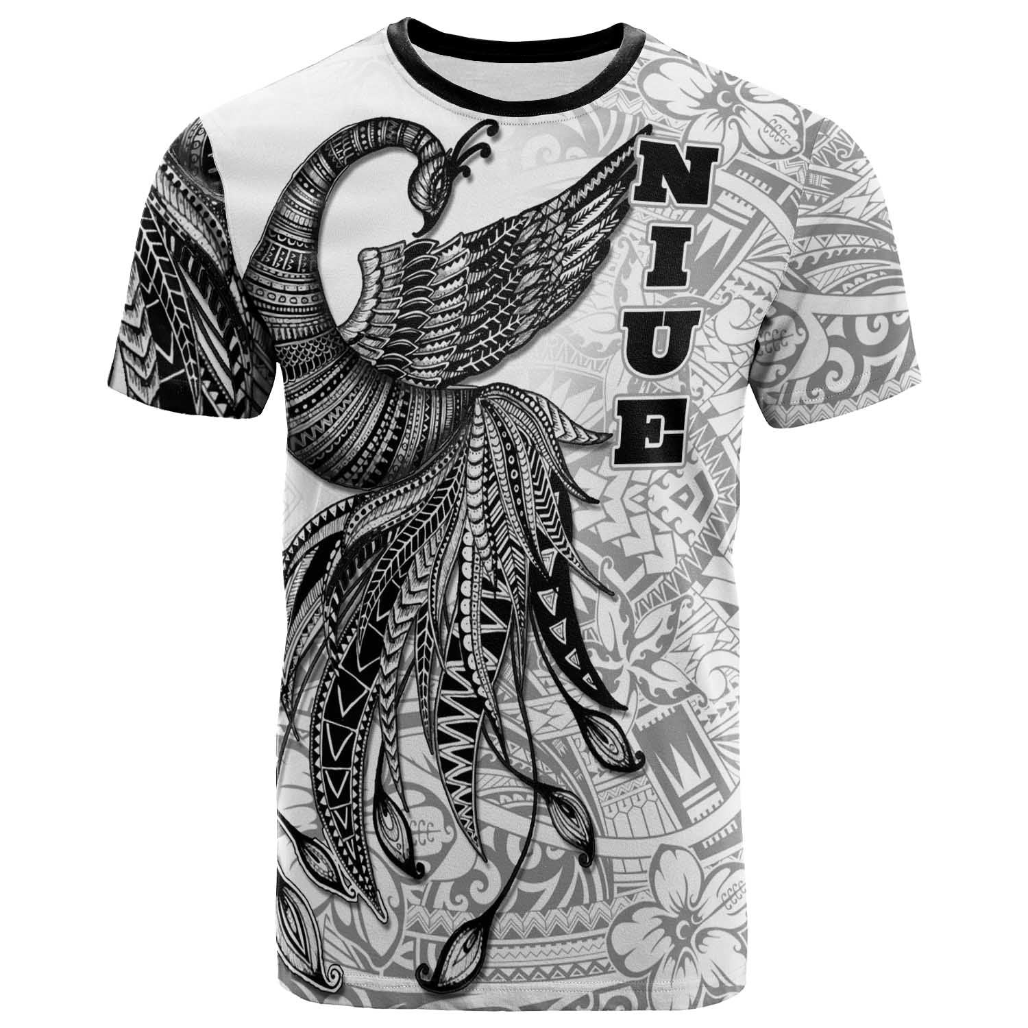 Niue T shirt - Polynesian Phoenix Bird, Fairytales Bird Black - Vibe Hoodie Shop