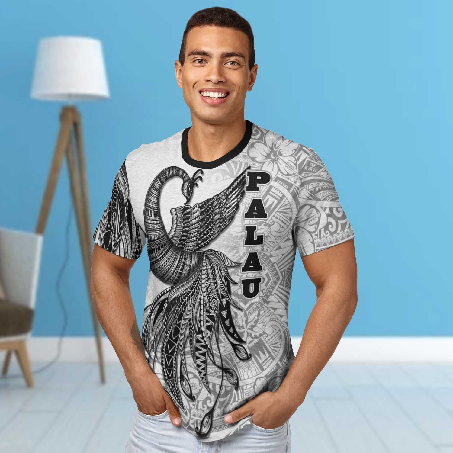 Palau T shirt - Polynesian Phoenix Bird, Fairytales Bird Black - Vibe Hoodie Shop